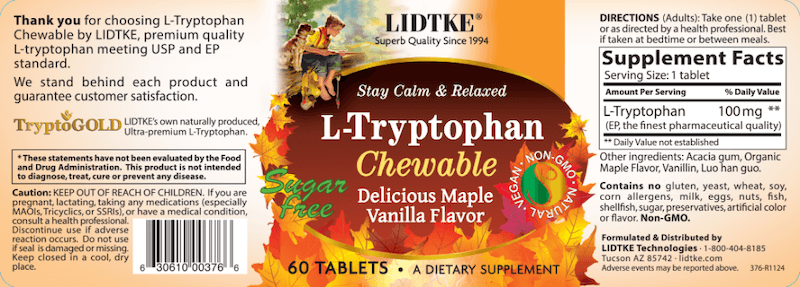 lidtke tryptophan chewable label